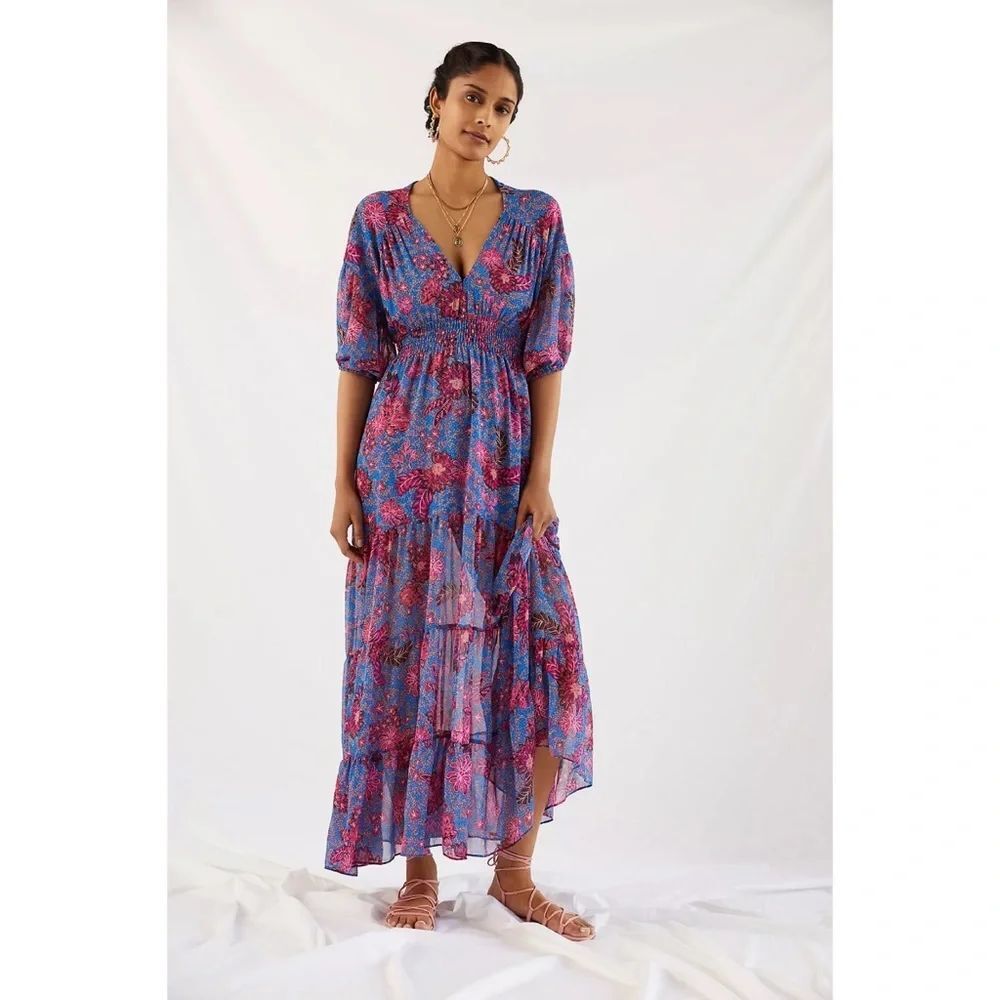 Anthropologie Floral Tiered Maxi Dress x MISA